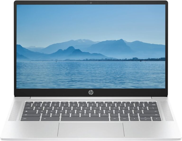 HP 2026 Lightweight Portable Chromebook in Pastel Silver with 14-inch HD IPS Display and Intel Quad-Core N Processor