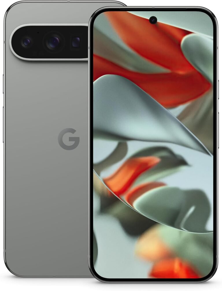Google Pixel 9 Pro XL Hazel color front and back view with triple camera system.