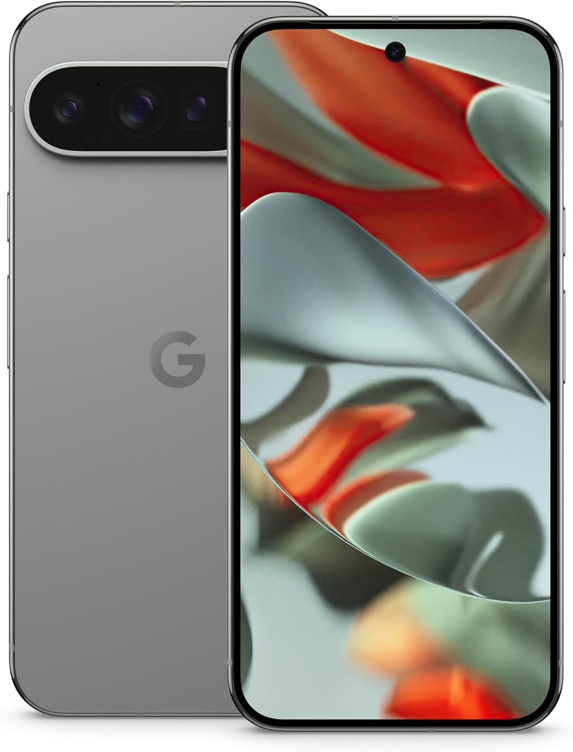Google Pixel 9 Pro XL Hazel color front and back view with triple camera system.