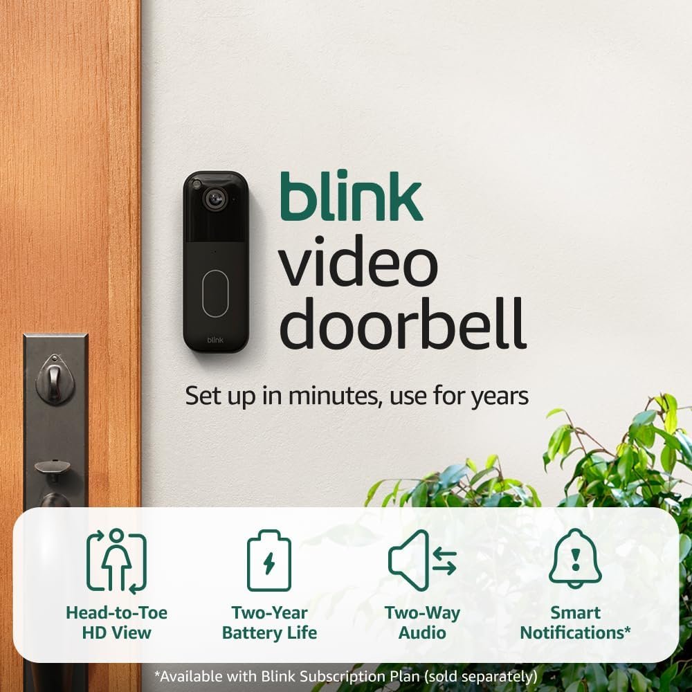 Blink Video Doorbell and Outdoor 4 Wireless Security Camera System with Sync Module Core