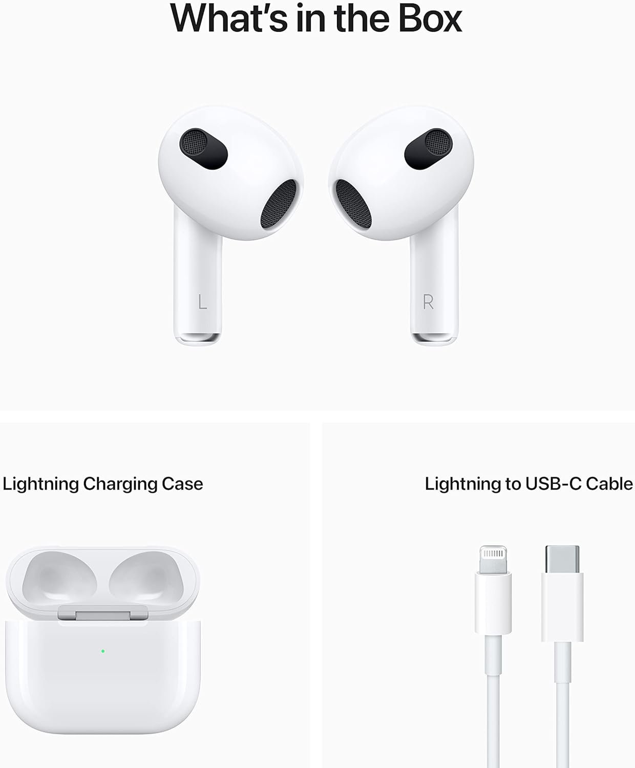 “Apple AirPods (3rd Generation) – Wireless earbuds with personalized spatial audio, long battery life, and sleek white design ideal for music, calls, and workouts